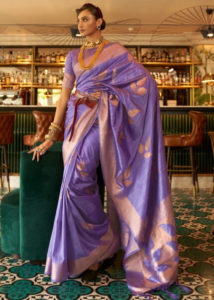 Purple Tussar Silk Saree