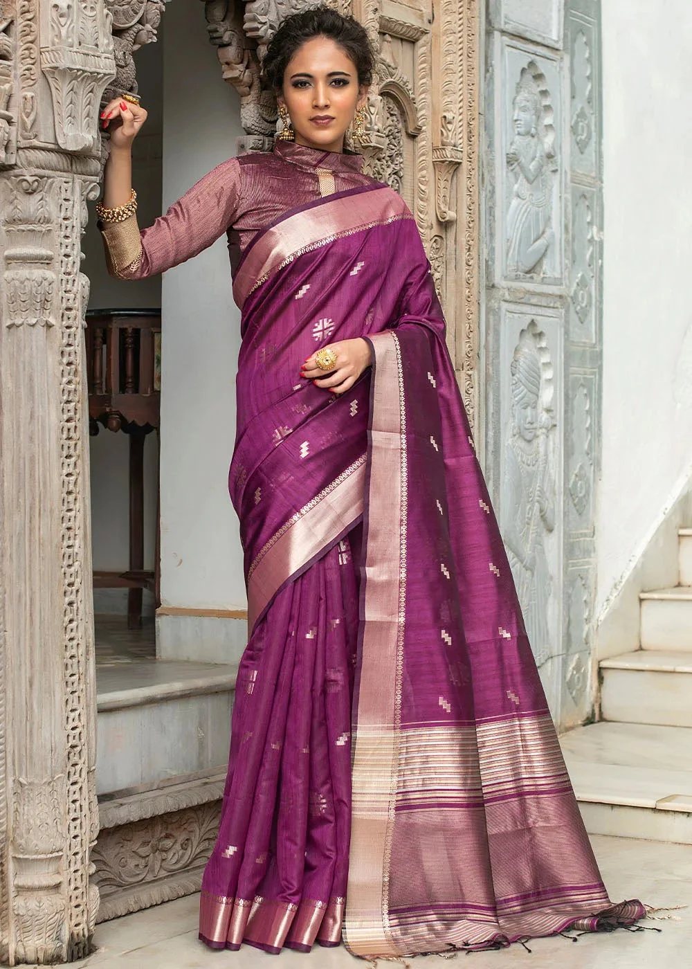 Purple Colour Kanchipuram Silk Saree Bollywood Style Saree Party Wear Saree  Wedding Wear Saree Stunning Look Saree Banarasi Look Saree - Etsy Hong Kong