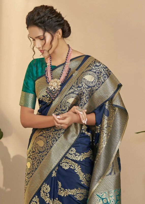 Royal Blue Banarasi Saree