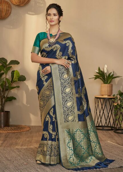 Royal Blue Banarasi Saree