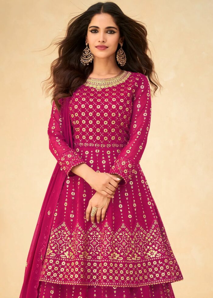 Ruby Pink Anarkali Lehenga Suit