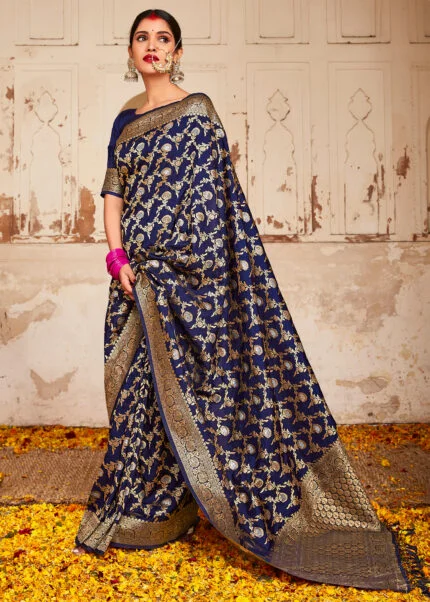 Radhey Fashion Neavy Blue Banarasi Silk Saree at Rs 749 in Surat | ID:  23646287848