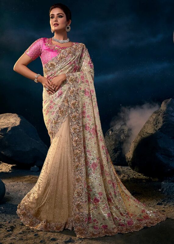 Beige Designer Saree