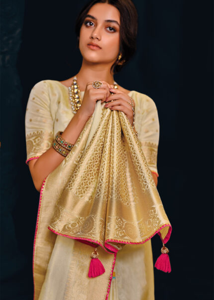 Beige Tissue Silk Saree