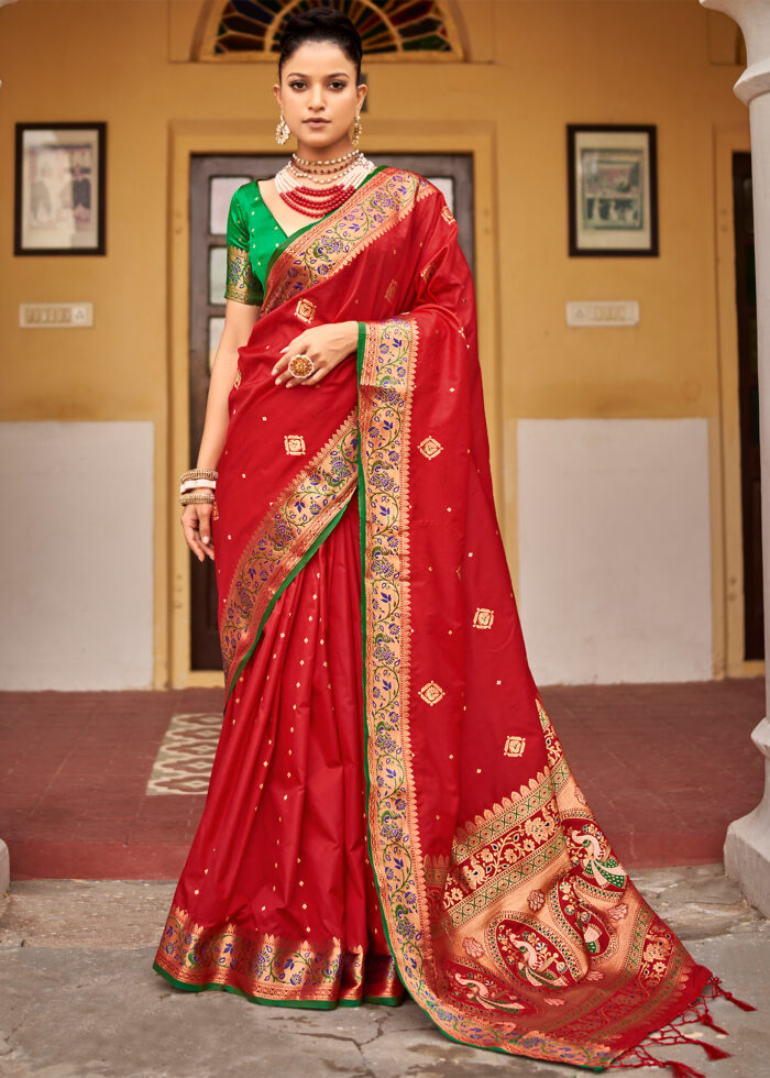 Bridal Red Banarasi Silk Saree