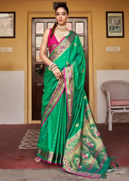 Green Banarasi Silk Saree