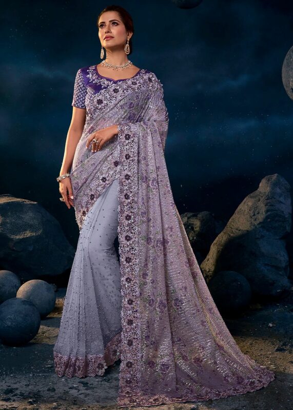 Indigo Purple Designer Saree