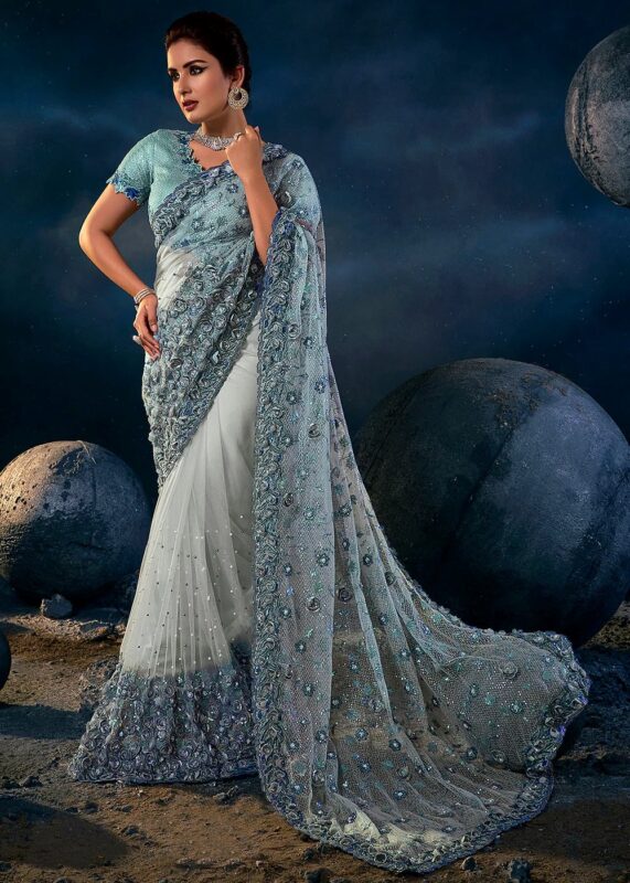 Light Gray Designer Saree