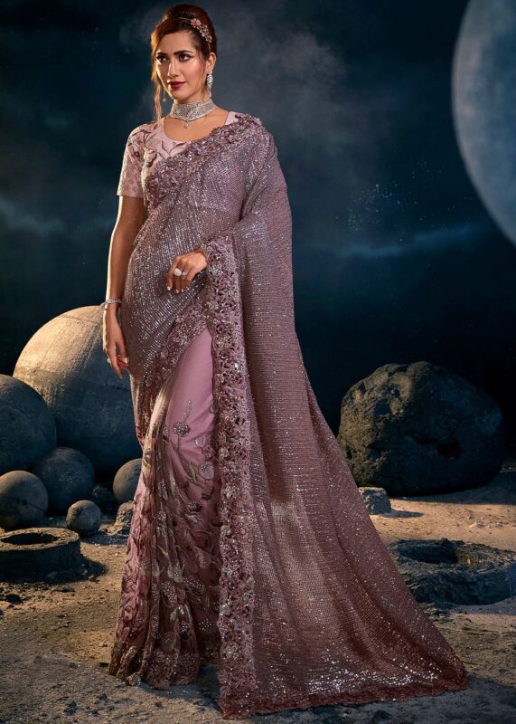 Lilac Purple Designer Saree