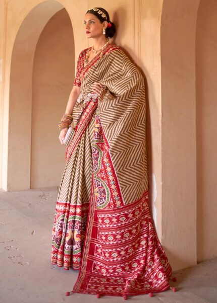 Teak Brown Patola Saree