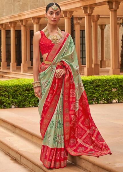 Pastel Green Patola Saree