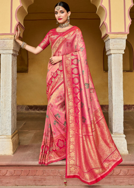 Pink Banarasi Silk Saree