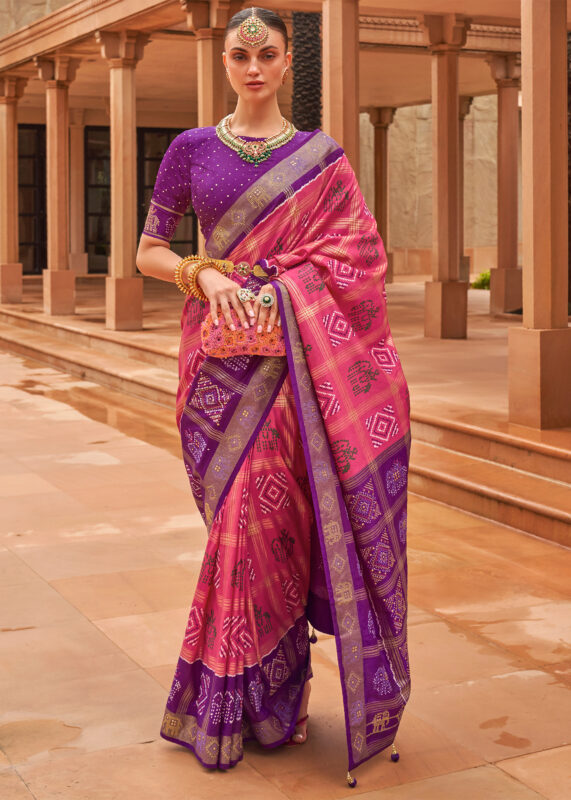 Pink Patola Silk Saree