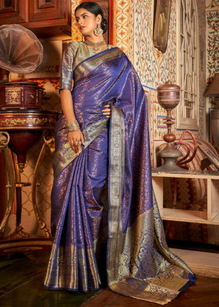 Violent Violet Kanjivaram Silk Saree