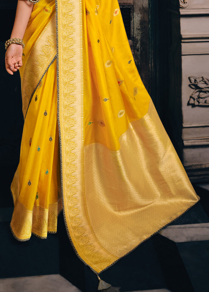 Yellow Banarasi Tissue Silk Saree