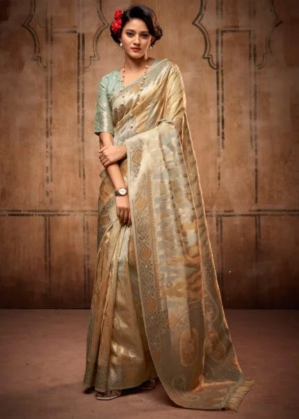 Banarsi Silk Wedding And Party Golden Yellow Color Banarasi Silk Saree, 6.3  M (with Blouse... in Gwalior at best price by Kwear Fashion Outlet -  Justdial