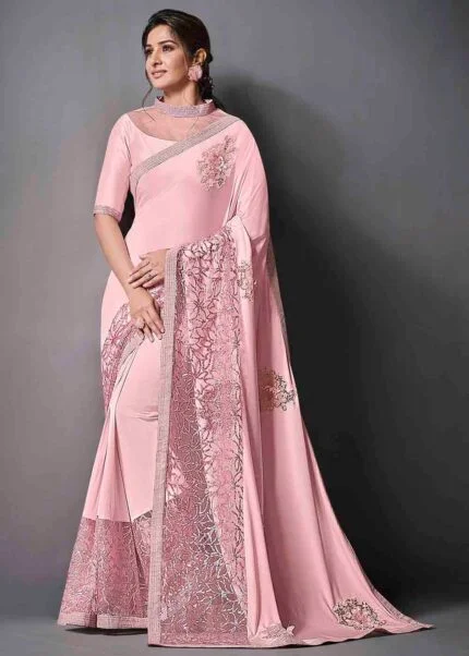 Buy Designer Sarees, Salwar Kameez, Kurtis & Tunic and Lehenga  Choli.Gorgeous Baby Pink Designer Saree