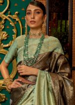 Brown & Green Banarasi Saree