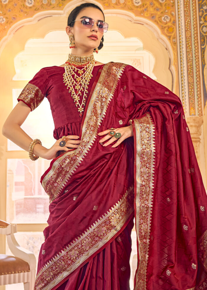 Maroon Kanjivaram Silk Saree