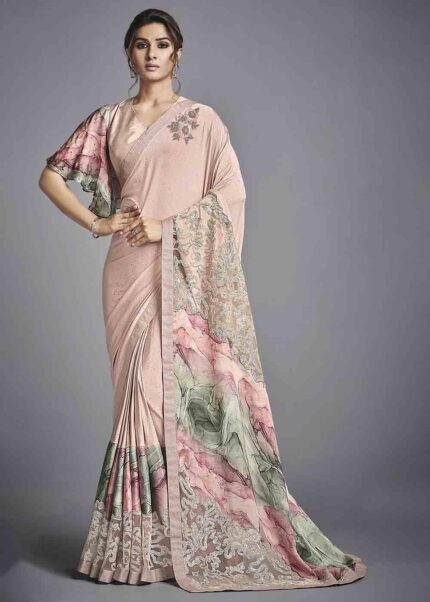 Pink Designer Lycra Saree