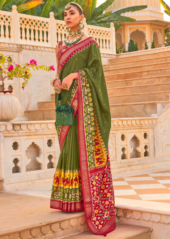 Buy Dark Green Sequence Embroidered Designer Saree In USA, UK, Canada,  Australia, Newzeland online