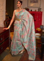 Powder Blue Kashmiri Jamawar Saree