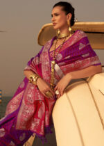 Purple Banarasi Satin Silk Saree