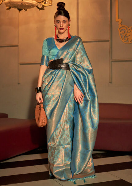 Queen Blue Kanjivaram Silk Saree