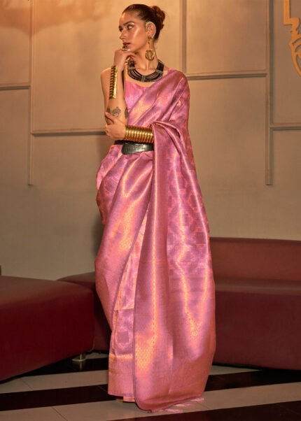 Shine Pink Kanjivaram Silk Saree