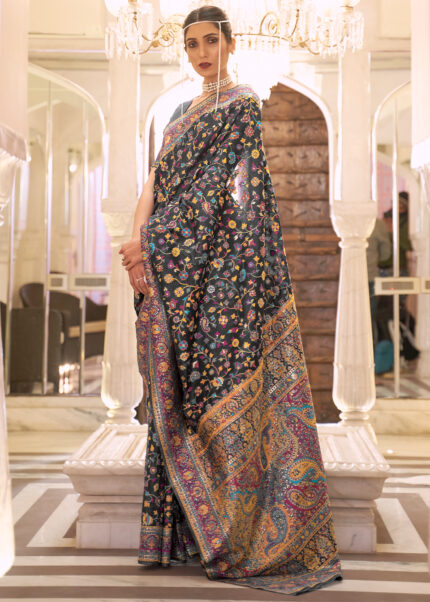 Kabul Black Jamawar Saree