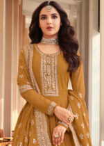 Ochre Yellow Embroidered Anarkali Suit