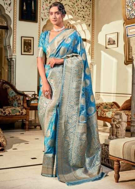 Rich Blue Banarasi Silk Saree