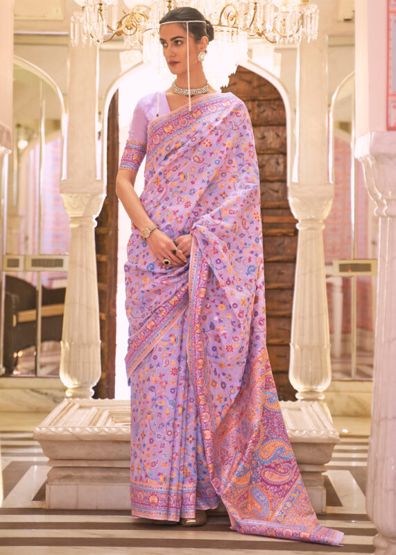 Thistle Purple Jamawar Saree