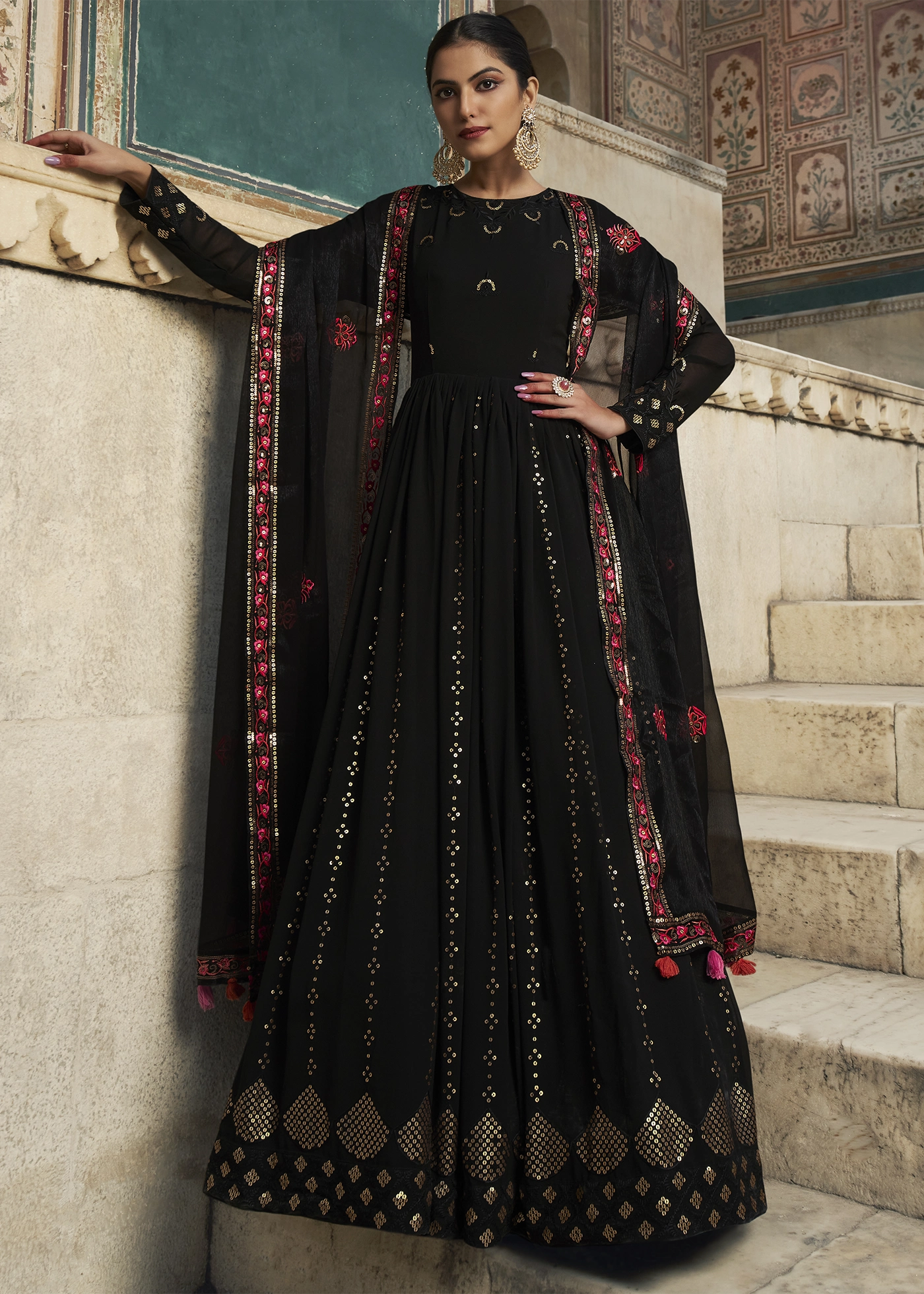 Black 2024 georgette anarkali