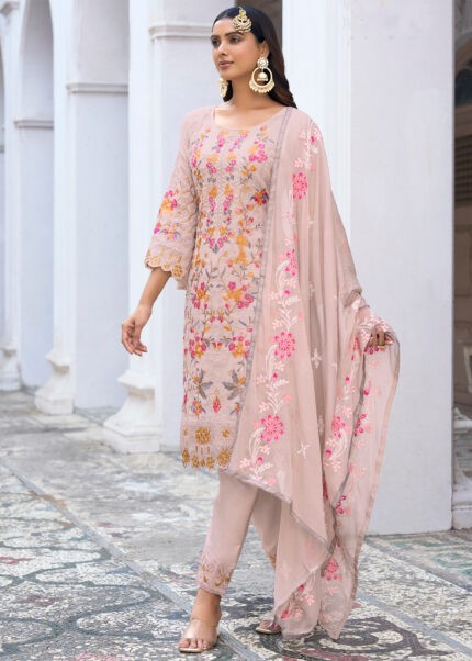 Blush Peach Embroidered Suit