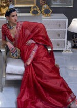 Bridal Red Organza Silk Banarasi Saree