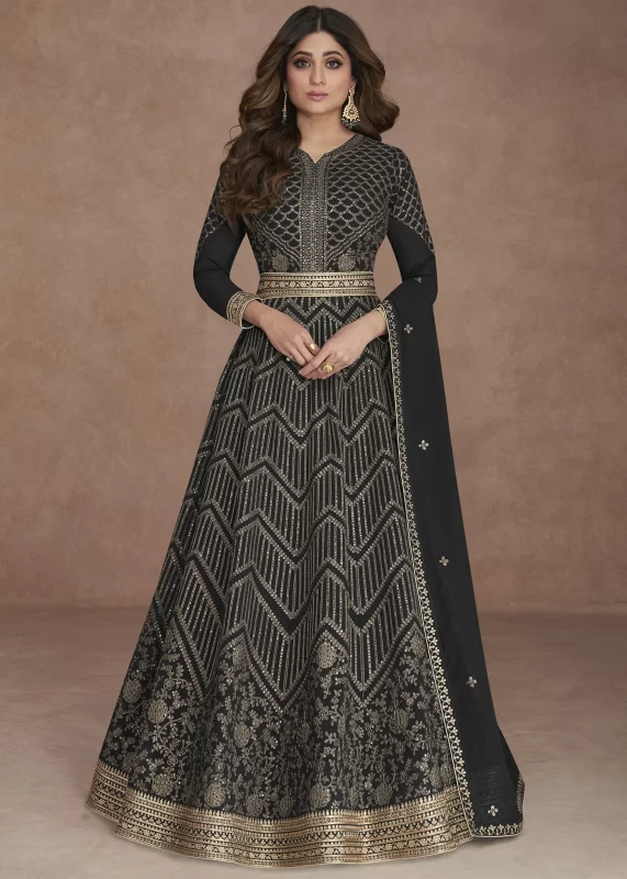 Graphite Black Georgette Anarkali Gown