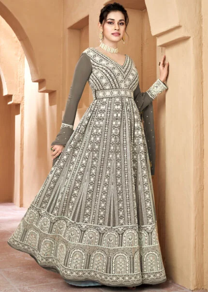 Most Blissful Flared Full Stitched Anarkali Gown With Net ...