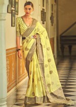 Light Yellow Linen Saree