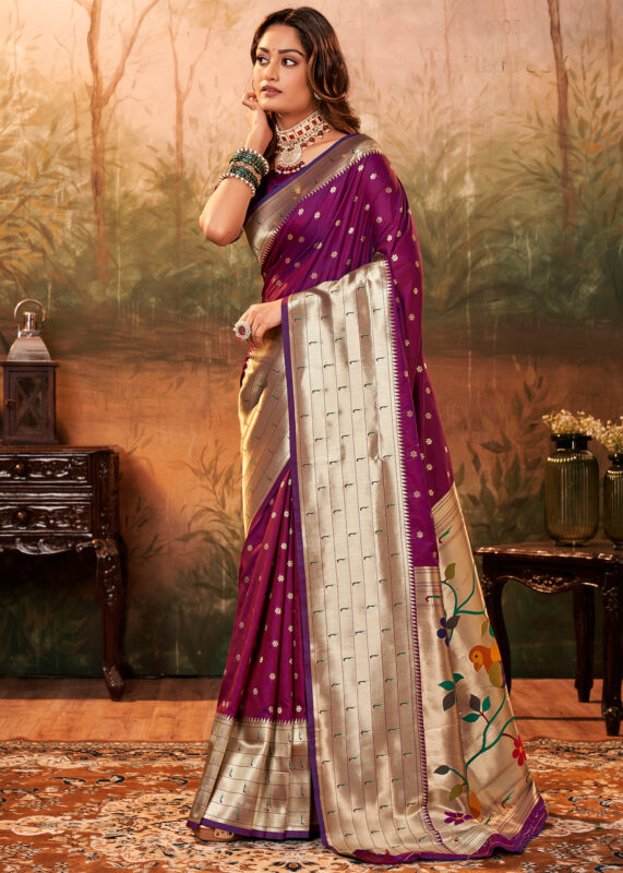 Buy Violet Paithani Saree online-Karagiri