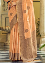 Peach Tissue Linen Saree