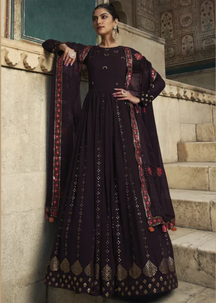 Purple Georgette Anarkali Gown