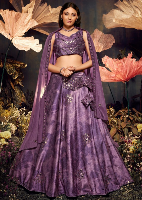 Purple Velvet Lehenga Choli