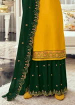 Zinc Yellow & Green Georgette Sharara Suit