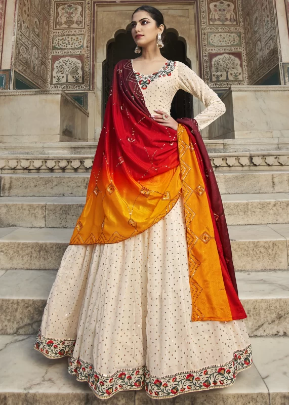 Champagne White Georgette Anarkali Gown