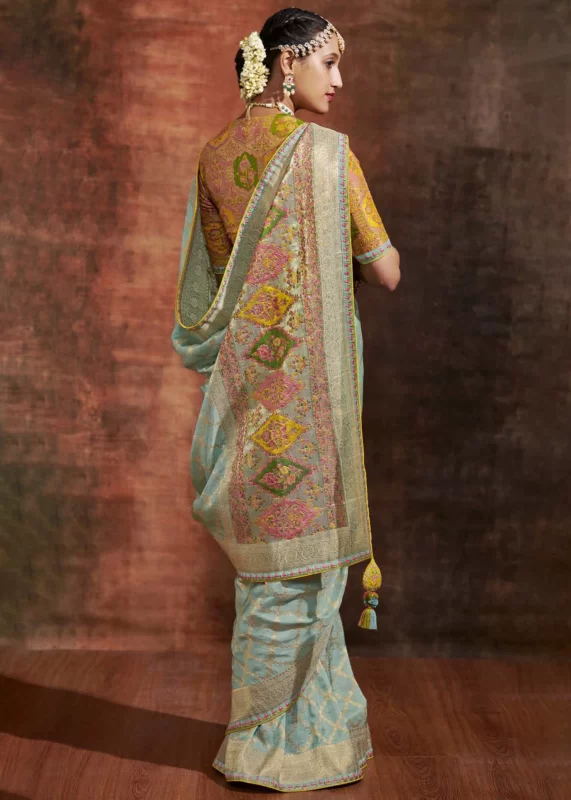 Fair Aqua Banarasi Saree