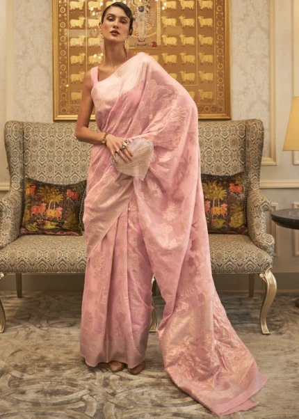 Flamingo Pink Cotton Silk Saree