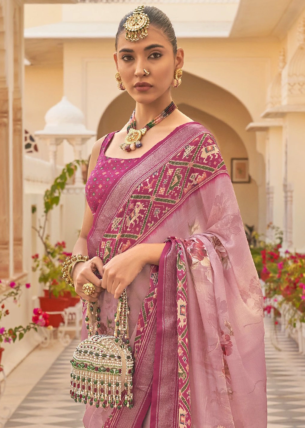 Ethnic Junctions Pink Colour Saree,Party Wear Saree,Exclusive Saree,Fe