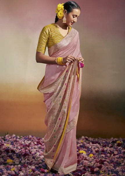 Gajari Pink Dola Silk Saree