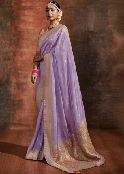 Lavender Purple Banarasi Saree